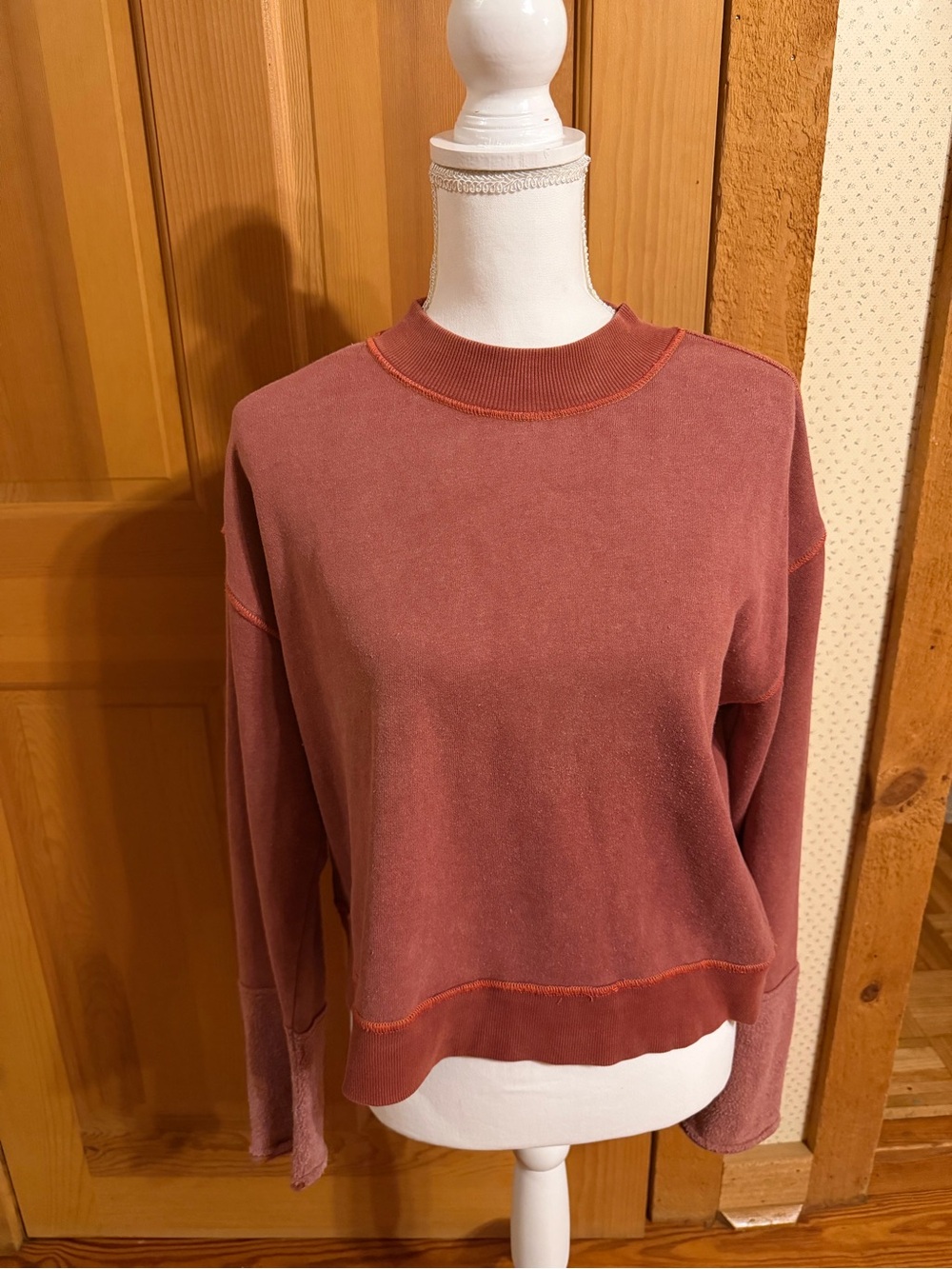 Free People Washed Rose Pullover Sweatshirt